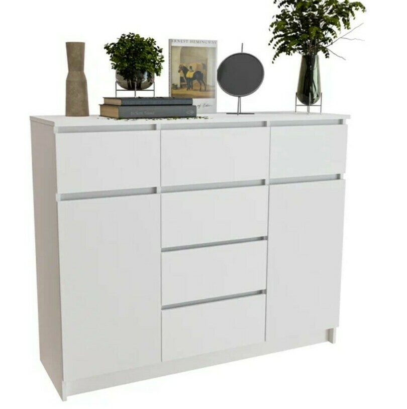 Норд белый гладкий Комод №5 Гостиная Норд белая (модульная гостиная Норд белый гладкий)