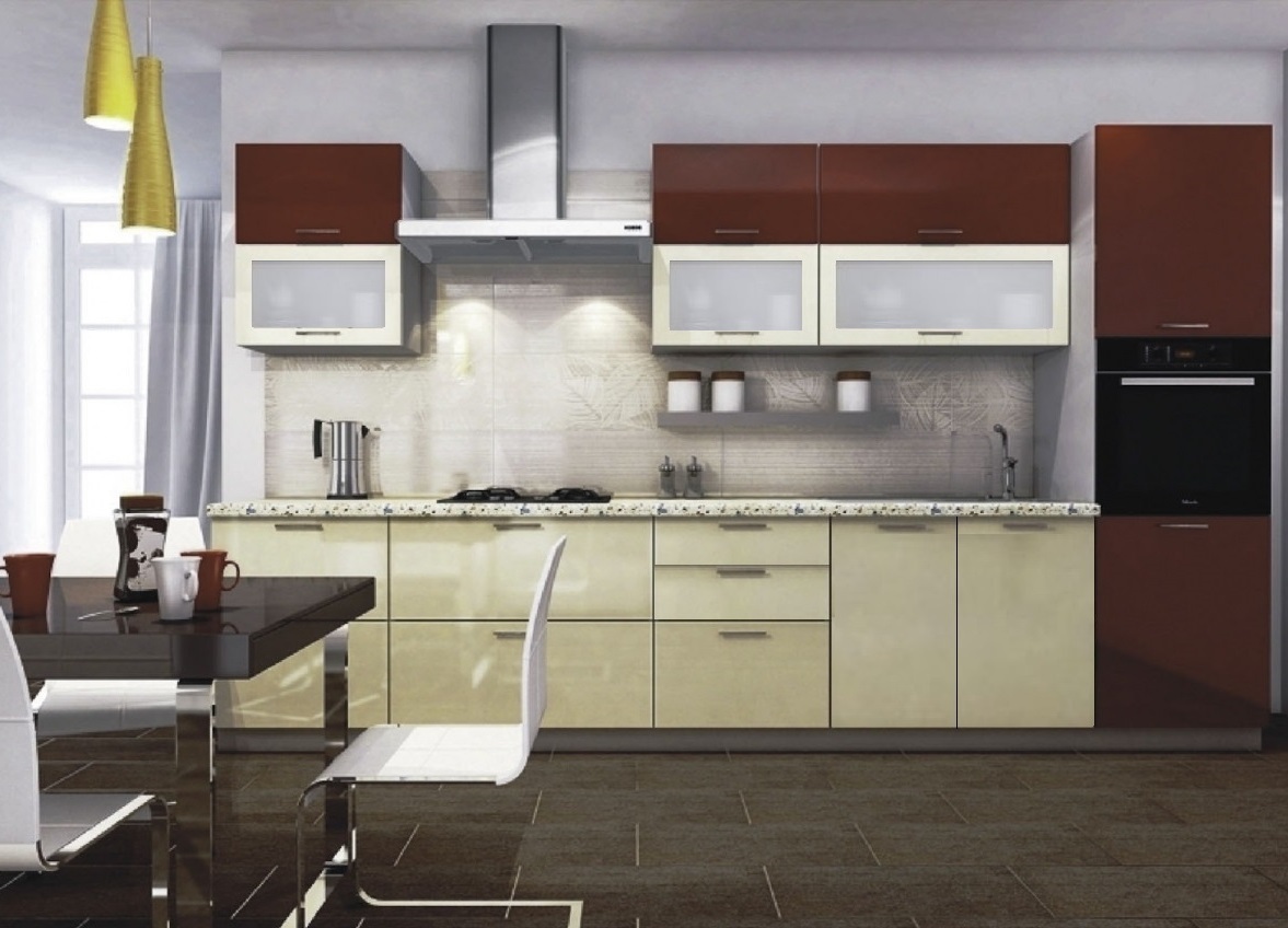 Кухня Ксения 3,2м (комп. 94) Шоколад/Ваниль