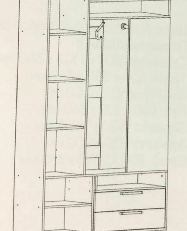 Маленькая готовая прихожая Ница Прихожая Ница Белый/Дуб Сонома (схема, внутри, внутреннее наполнение)
