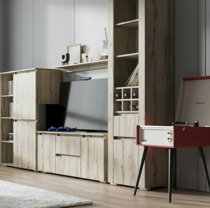 Модульная гостиная Норд Дуб Крафт серый Гостиная Норд Дуб Крафт серый (стенка в гостиную Норд)