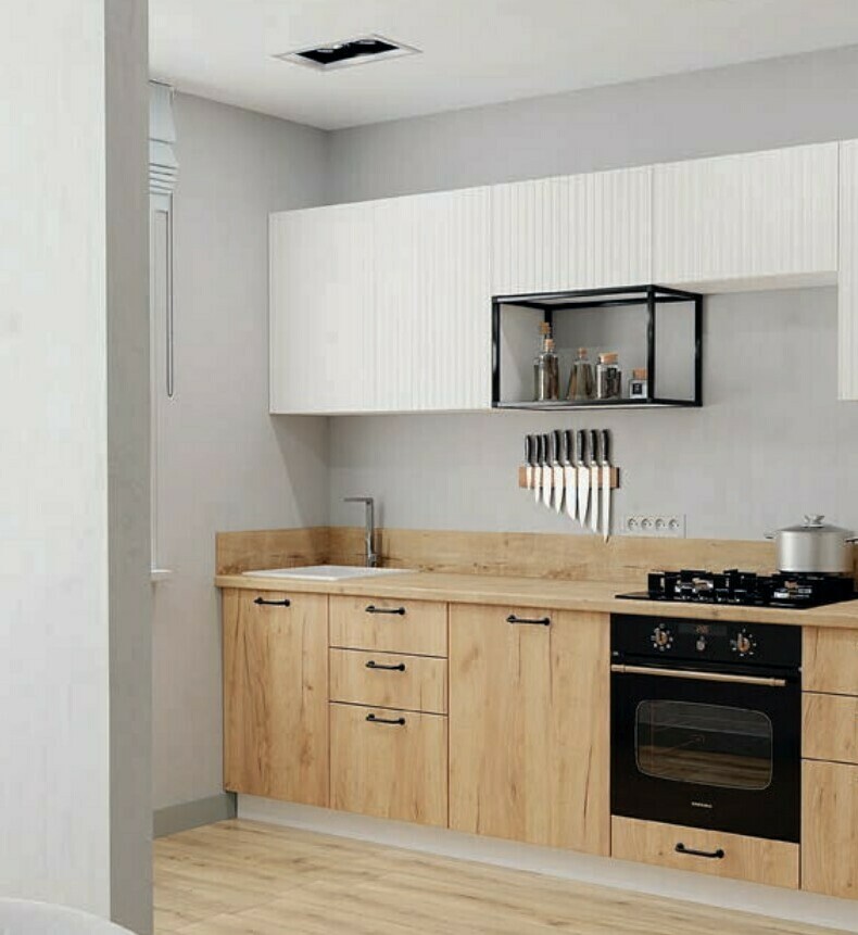 Модульная кухня Тиффани: верхние фасады Холст белый, нижние фасады ЛДСП Дуб золотой, столешница Дуб бунраттиМодульная кухня Атланта Холст МДФ: верхние фасады Холст Латте, нижние фасады Холст Брюле Модульная кухня Тиффани: верхние фасады Холст белый, нижние фасады ЛДСП Дуб золотой, столешница Дуб бунратти