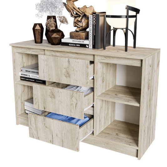 Норд Дуб Крафт серый Комод №3 Гостиная Норд Дуб Крафт серый (модульная гостиная Норд белый гладкий)