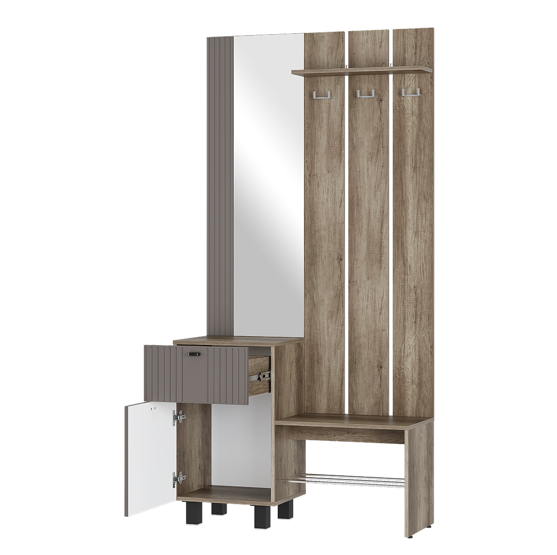 Прихожая Олива Дуб каньон/Муссон софт (маленькая готовая прихожая ) Прихожая Олива Муссон софт