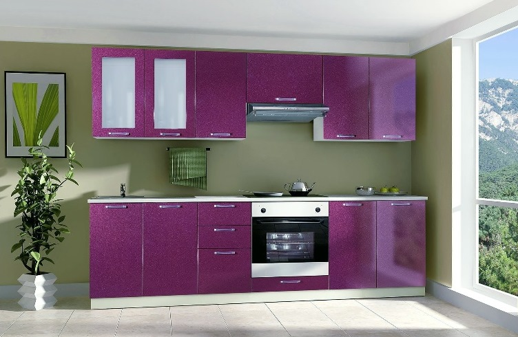 Кухня Ксения 2,6м (комп.103 ВСТР), цвет Черника металлик