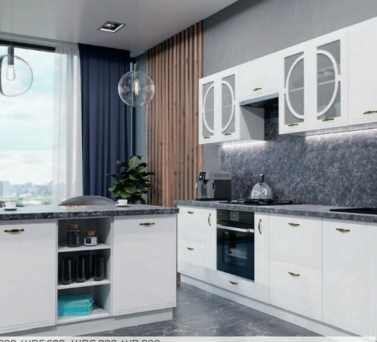 Модульная кухня София МДФ: фасады Холст Белый Модульная кухня София МДФ: фасады Холст Белый