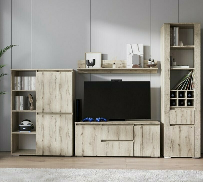 Модульная стенка в гостиную Норд Дуб Крафт серый (комп. 1) Гостиная Норд Дуб Крафт серый (стенка в гостиную Норд)