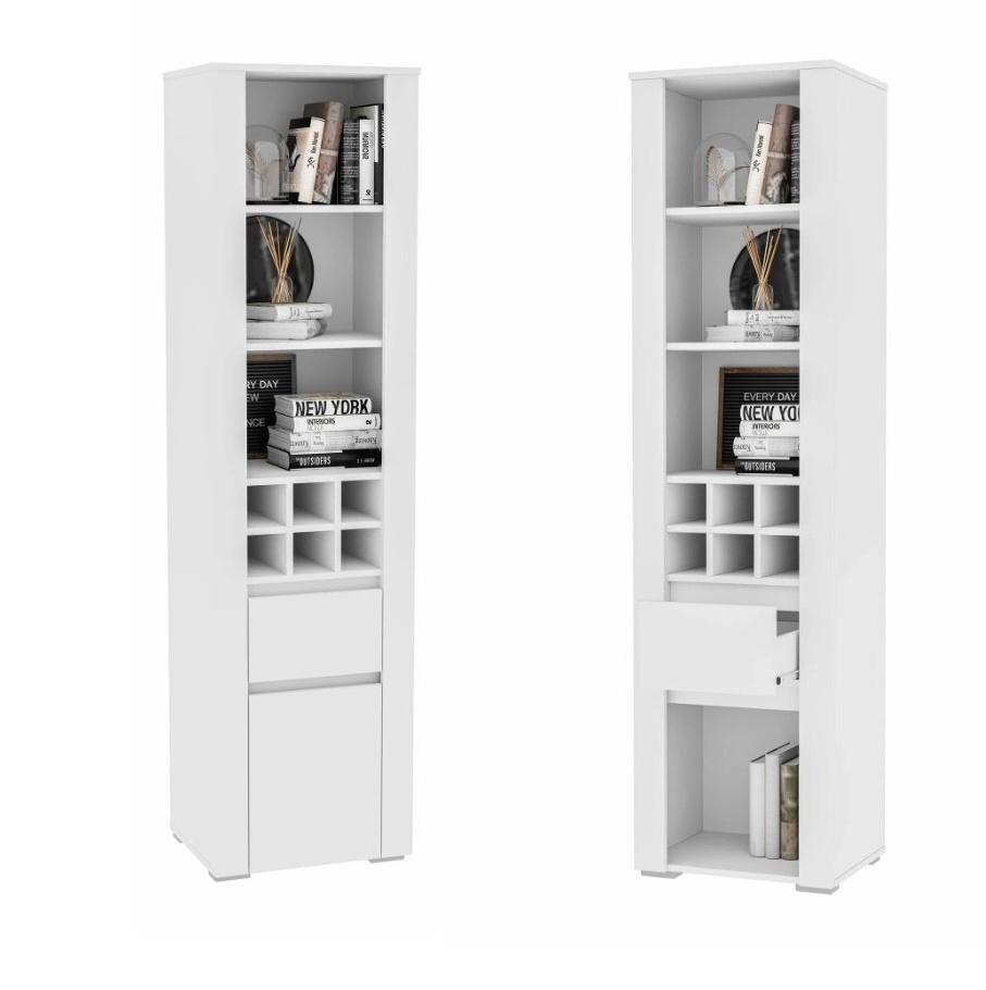 Норд белый гладкий Пенал высокий Гостиная Норд белая (модульная гостиная Норд белый гладкий)