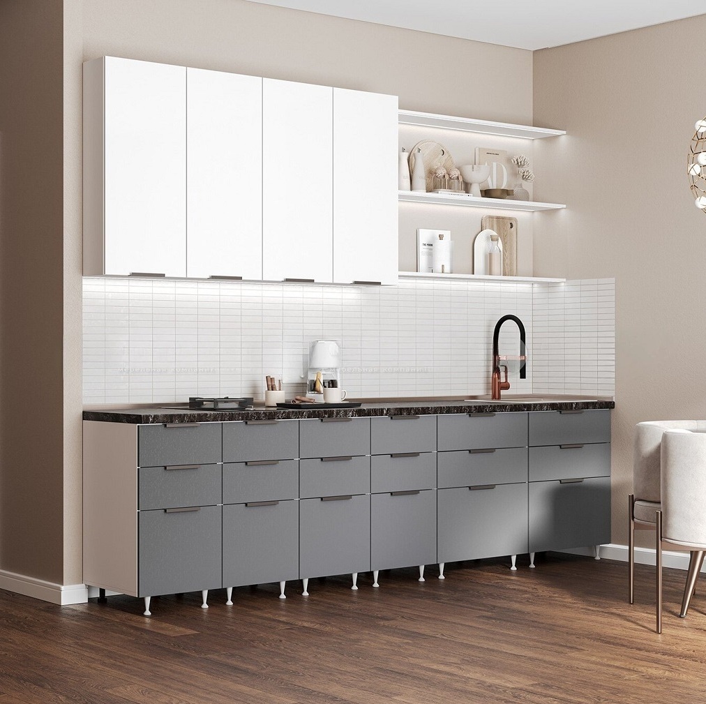 Кухня Саванна - модульная кухня Саванна МДФ белый/графит Кухня Саванна - модульная кухня Саванна МДФ белый/графит