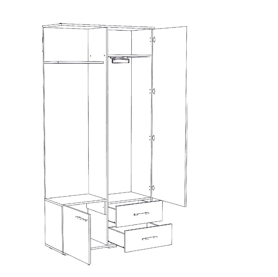 Маленькая готовая прихожая Осло-1 со шкафом, зеркалом и полками Прихожая Осло-1 Белый/Венге