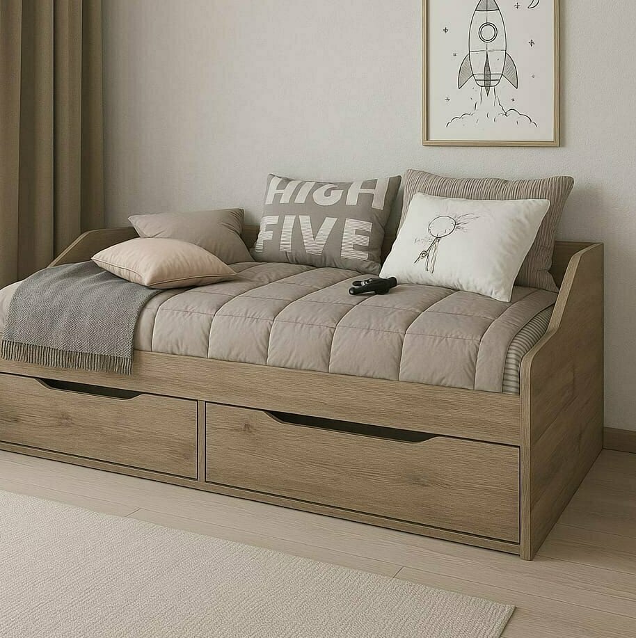 Норд Дуб Крафт серый Диван-кровать Гостиная Норд Дуб Крафт серый (модульная гостиная Норд белый гладкий)