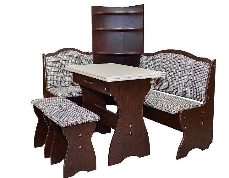 Кухонный уголок Береста-2 ЛДСП (корпус цвета Венге /обивка ткань рогожка светлая) - купить недорого в СПб Кухонный уголок Береста-2 ЛДСП (корпус цвета Венге /обивка ткань рогожка светлая) - купить недорого в СПб