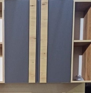 Модульная кухня Йота: фасады МДФ Грей софт/ЛДСП Дуб золотой Модульная кухня Йота: фасады МДФ Грей софт/ЛДСП Дуб золотой