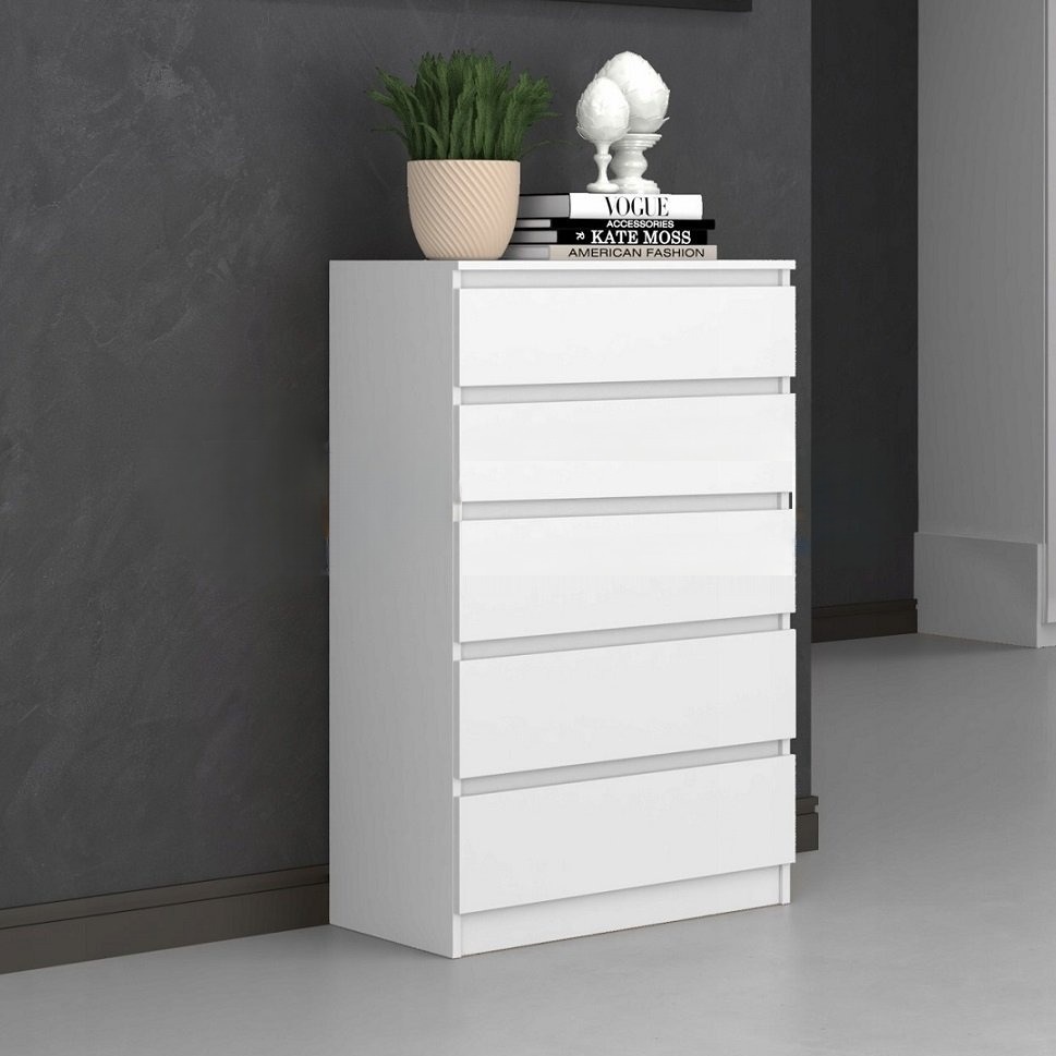 Комод Норд №1 белый (высокий комод 5 ящиков) - аналог комода Мальм (Malm) Икеа (Ikea) 