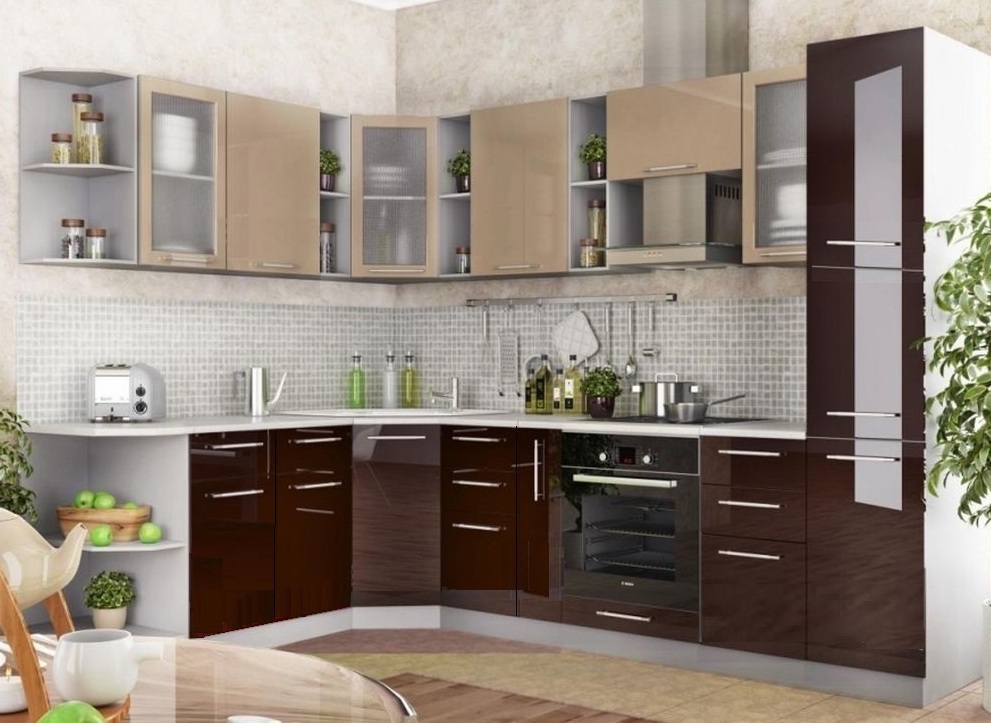 Кухня Ксения 1,95х2,8м (комп. 96.2) Капучино/Шоколад