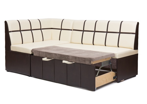 Кухонный раскладной угловой диван Квадро-5 со спальным местом и местом для хранения - купить недорого в СПб 