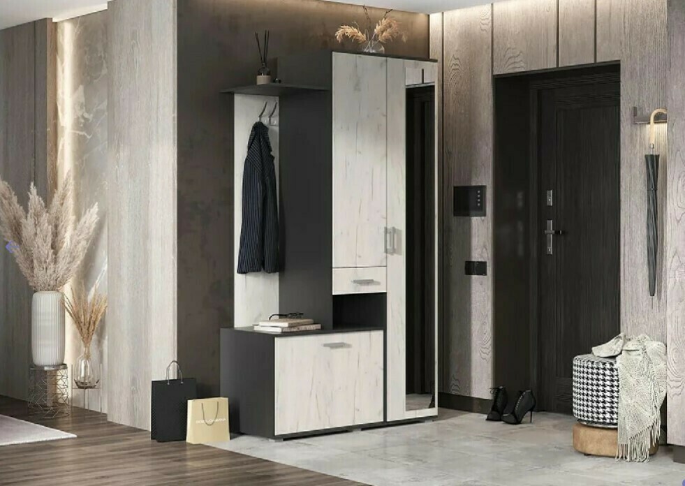 Прихожая Лира 1,2 ЛДСП Дуб крафт/Белый