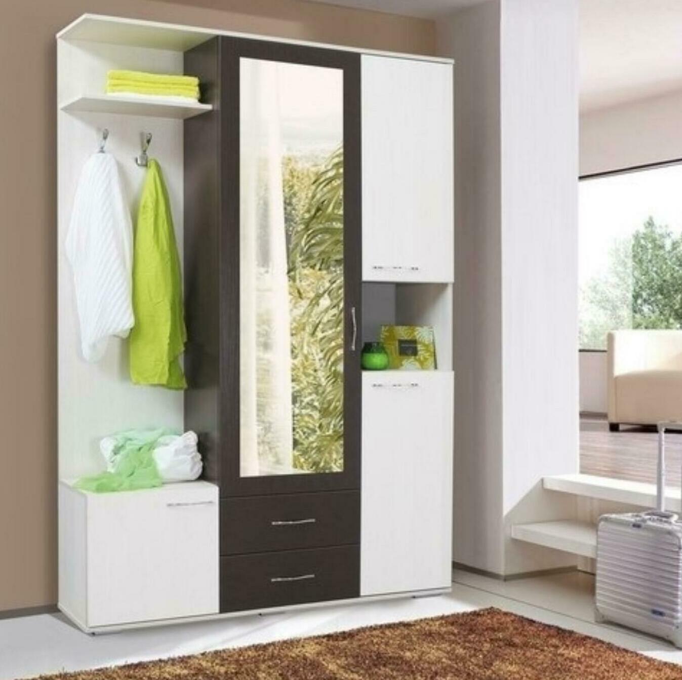 Готовая прихожая Осло-2 Венге/белый шириной 1400мм (готовая прихожая со шкафом, зеркалом и полками) Прихожая Осло-2 Венге/Белый