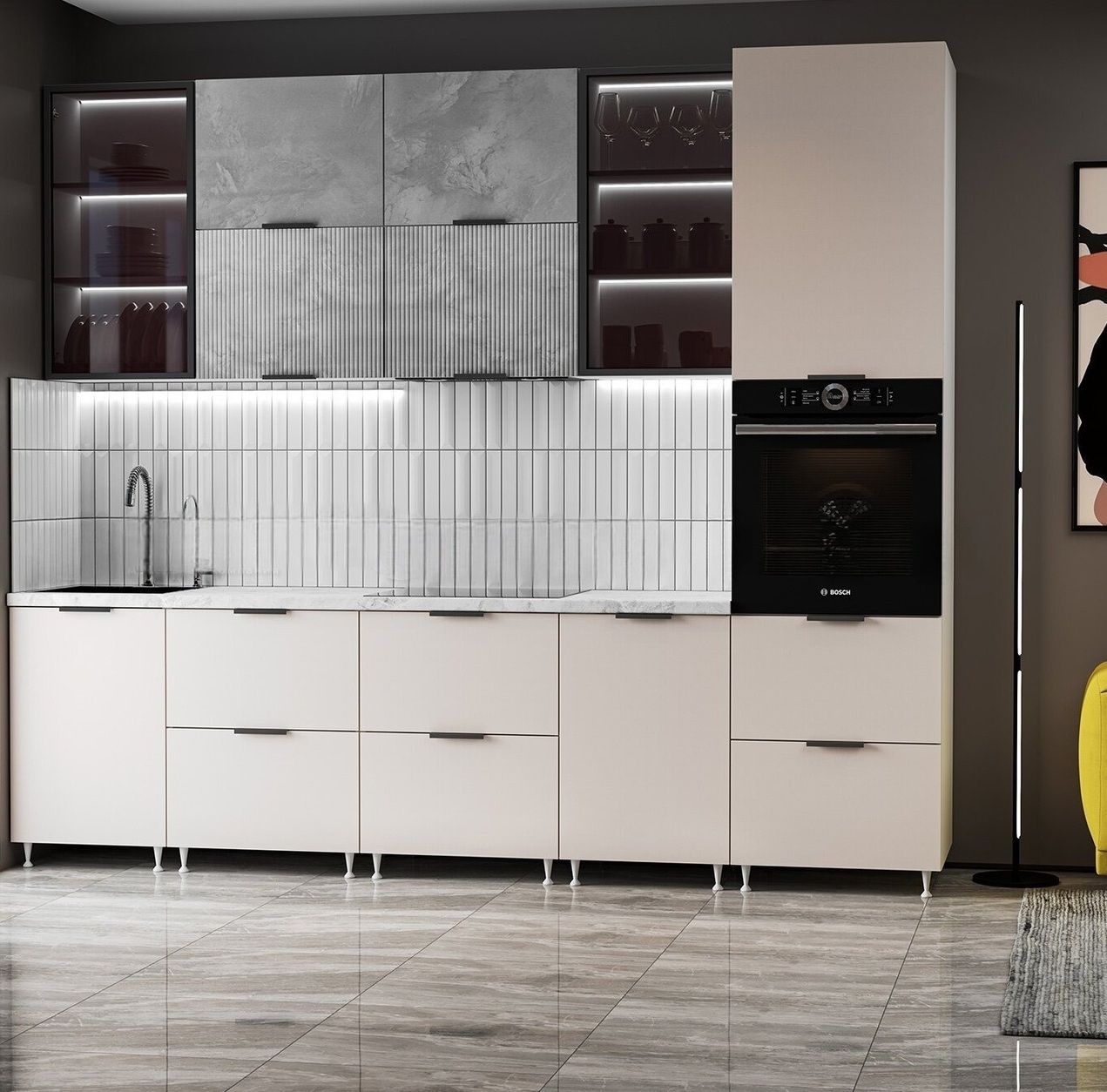 Кухня Гранд/Саванна (фасады с фрезеровкой Гранд, фасады гладкие Саванна) Кухня Гранд/Саванна (фасады с фрезеровкой Гранд, фасады гладкие Саванна)