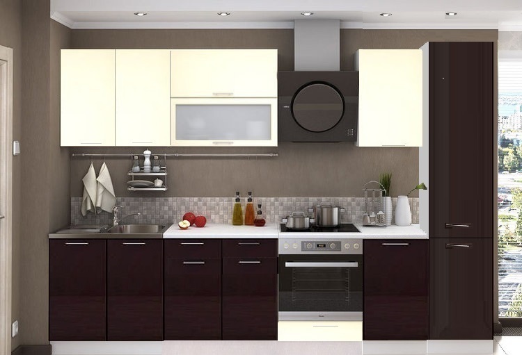 Кухня Ксения 2,8м (комп. 71.2), цвет Ваниль/Шоколад