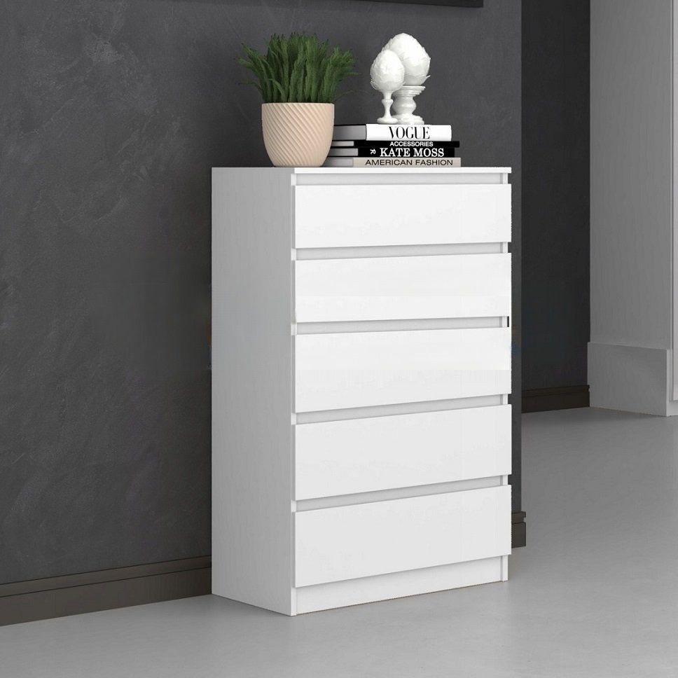 Комод Норд №1 белый (высокий комод 5 ящиков) - аналог комода Мальм (Malm) Икеа (Ikea) 