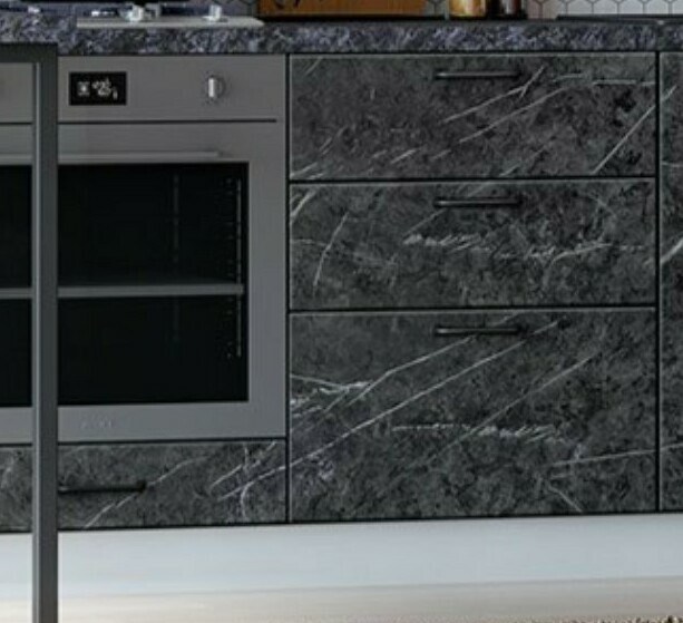 Модульная кухня Novi (Нови) МДФ Мрамор черный: барная стойка с опорой "Куб" и столешницей Кастилло темный Модульная кухня Novi (Нови) МДФ Мрамор черный: барная стойка с опорой "Куб" и столешницей Кастилло темный