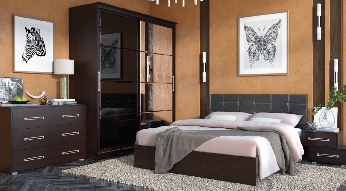 Спальня Наоми модульная  цвета горького шоколада