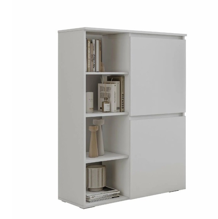 Норд белый гладкий Пенал низкий Гостиная Норд белая (модульная гостиная Норд белый гладкий)