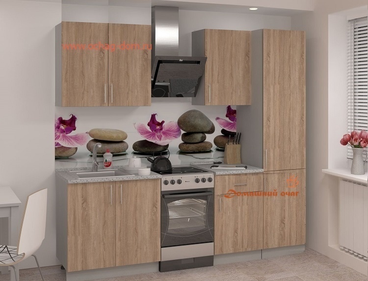 Кухня готовая  эконом Дина 1,7м Ясень шимо