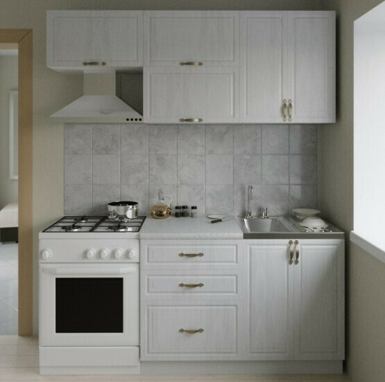 Кухня Юлия-17 МДФ 1,7м Сандал белый