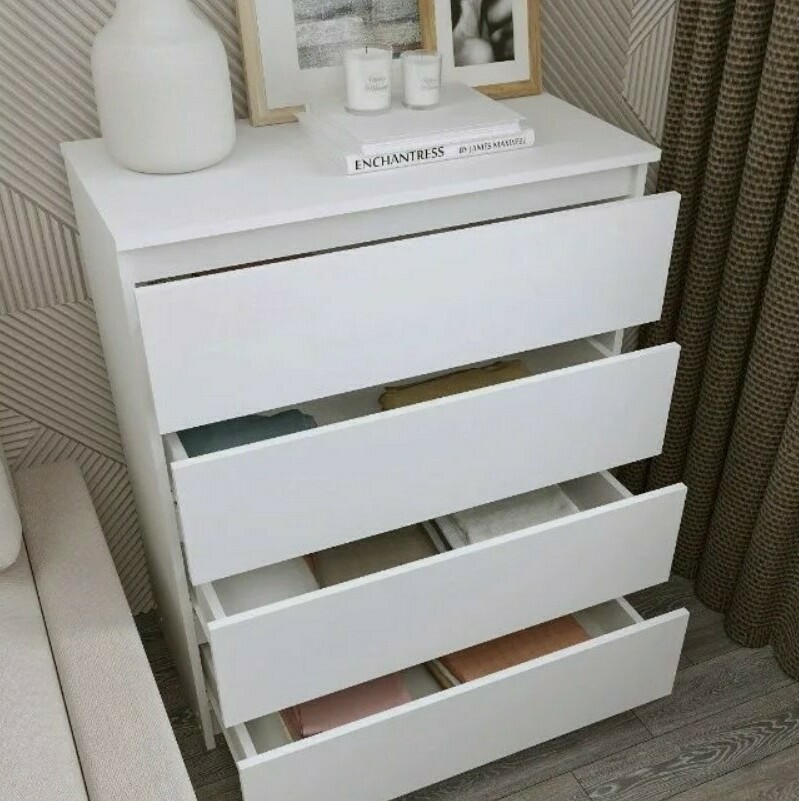 Норд белый гладкий Комод №2 Гостиная Норд белая (модульная гостиная Норд белый гладкий)