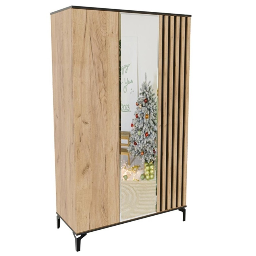 Шкаф Бриона 3-створч. Дуб золотой/Венге Спальня Бриона Дуб золотой/Венге (модульная современная спальня )