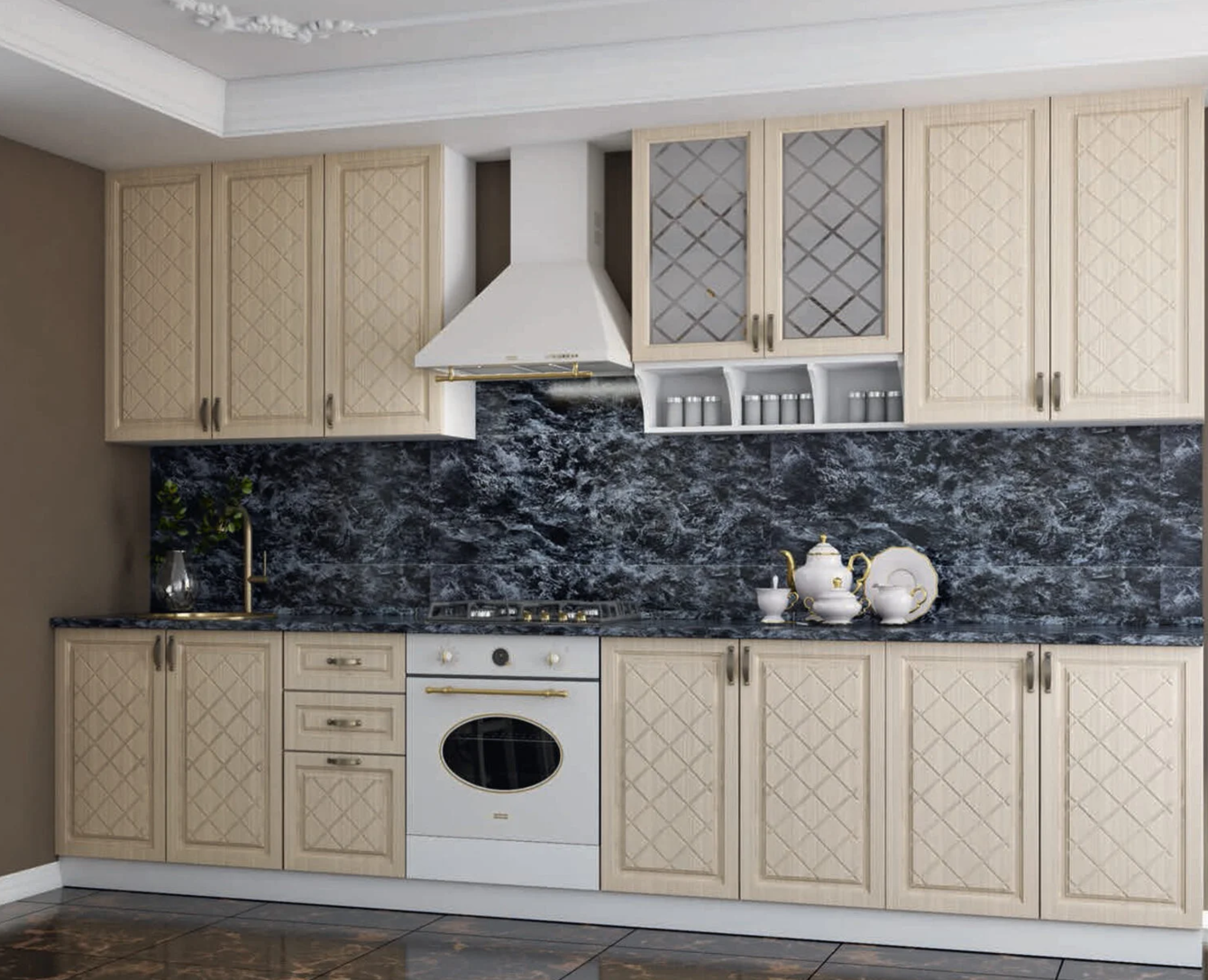 Модульная кухня Модена (Айвори) Ваниль- кухня в стиле Прованс