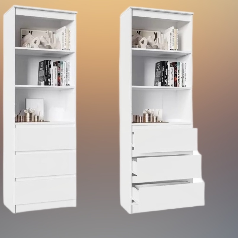 Норд белый гладкий Стеллаж Гостиная Норд белая (модульная гостиная Норд белый гладкий)