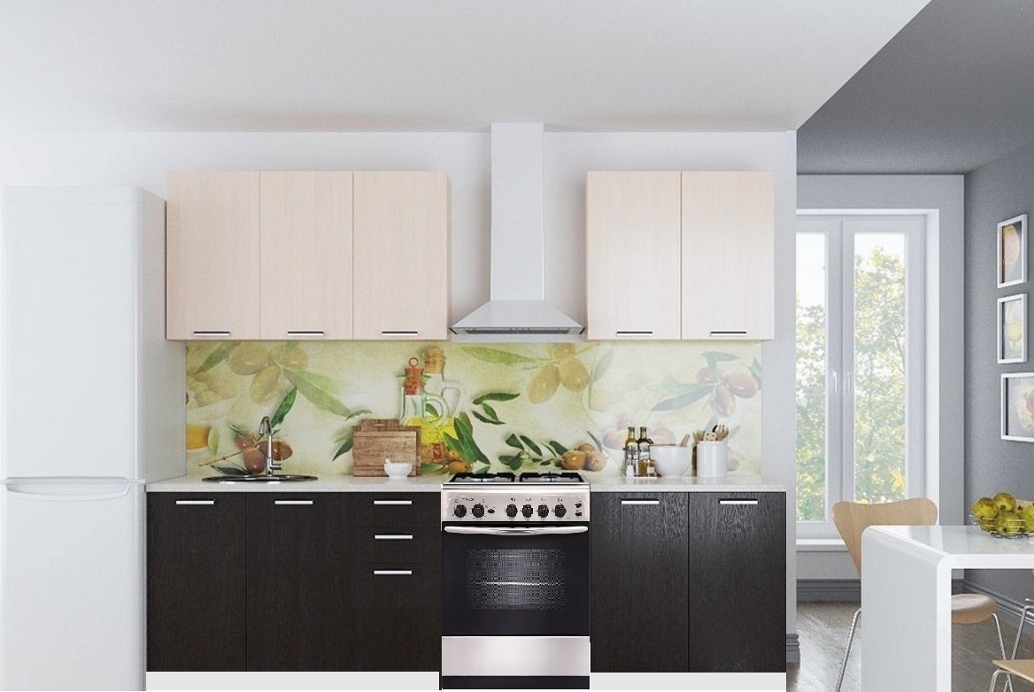 Кухня Дина 2,0м (комп.25) Дуб белёный/Венге