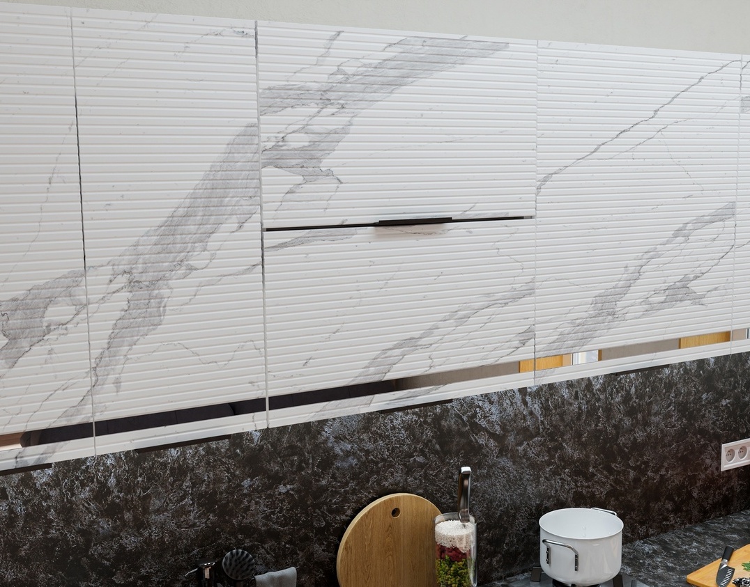 Модульная кухня Сильвер МДФ Мрамор белый