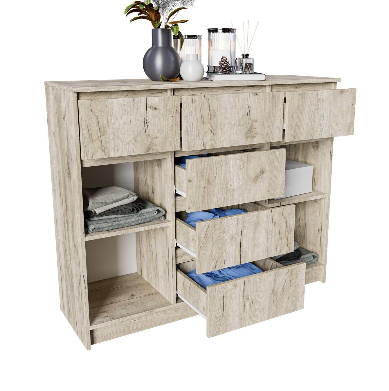 Норд Дуб Крафт серый Комод №5 Гостиная Норд Дуб Крафт серый (модульная гостиная Норд белый гладкий)