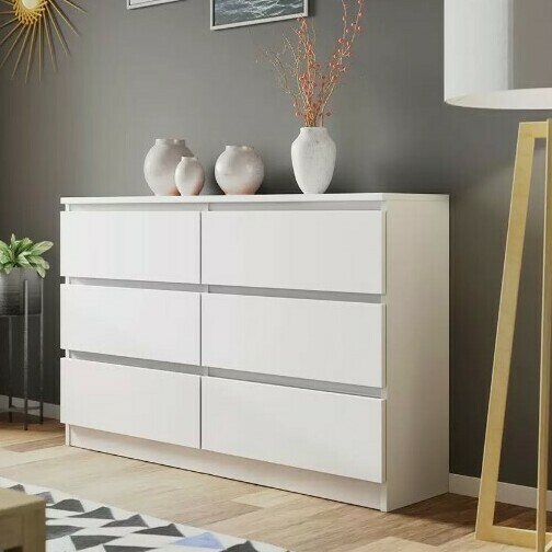 Комод Норд №7 белый (длинный комод 6 ящиков) - аналог комода Мальм (Malm) Икеа (Ikea)