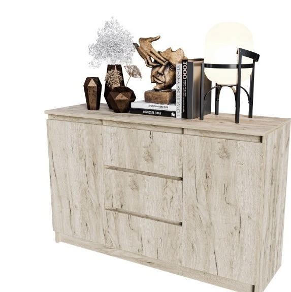 Норд Дуб Крафт серый Комод №3 Гостиная Норд Дуб Крафт серый (модульная гостиная Норд белый гладкий)