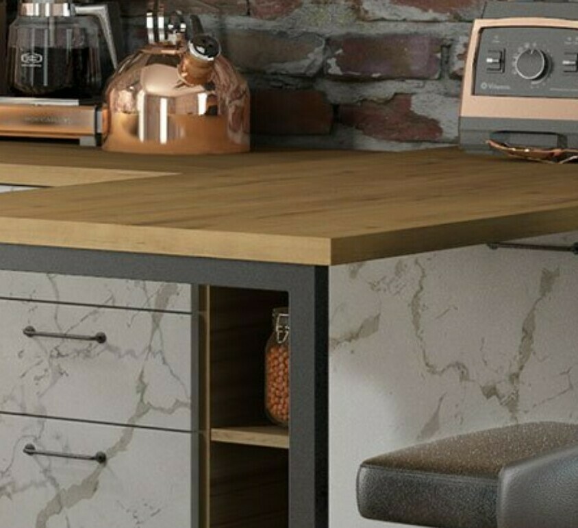 Модульная кухня Novi (Нови) МДФ Мрамор белый: столешница цвета Дуб бунратти Модульная кухня Novi (Нови) МДФ Мрамор белый: столешница цвета Дуб бунратти