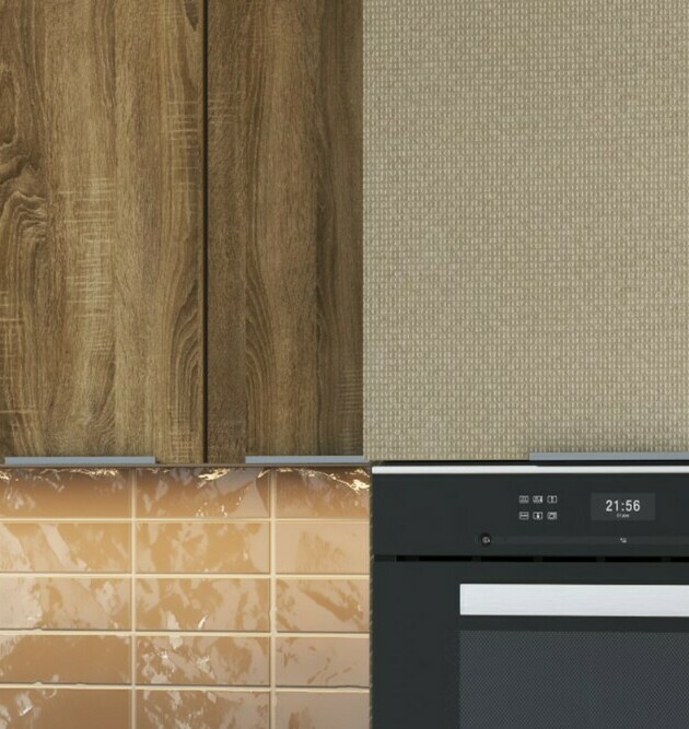 Модульная кухня Орион ЛДСП Дуб золотой/МДФ Латте Модульная кухня Орион ЛДСП Дуб золотой/МДФ Латте