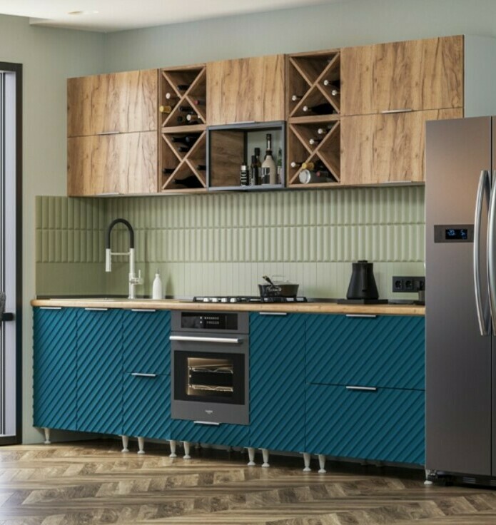 Модульная кухня Орион ЛДСП Дуб золотой/ МДФ Оушен