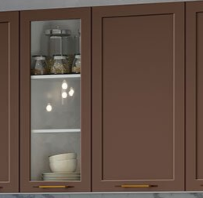 Модульная матовая кухня Неаполь Шоколад софт  с высокими верхними модулями