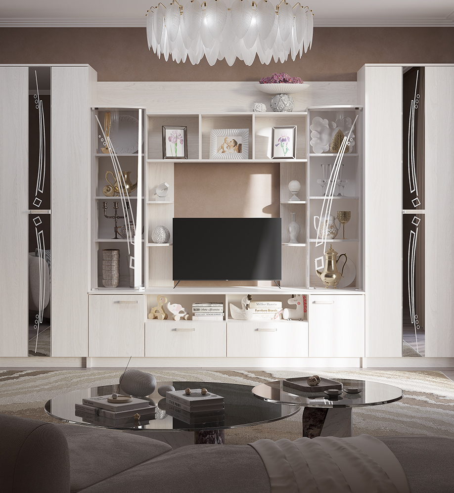 Стенка в гостиную Венеция Ясень белый -купить недорого в интернет-магазине СПб