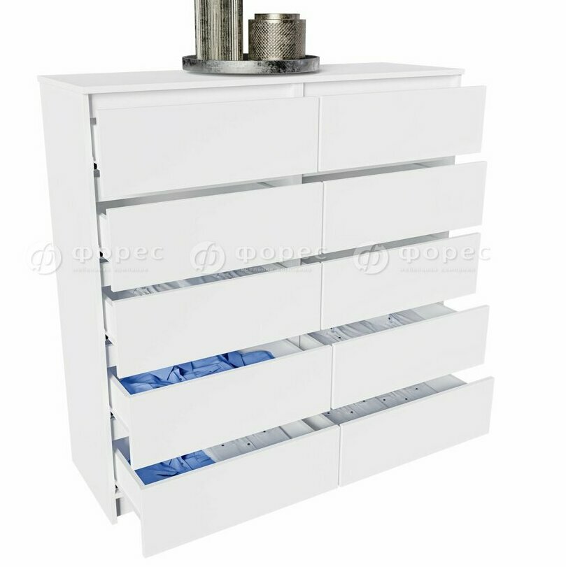 Норд белый гладкий Комод №6 Гостиная Норд белая (модульная гостиная Норд белый гладкий)