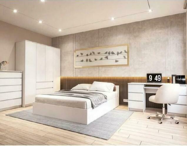 Спальный гарнитур Норд белого цвета (комп. 3) Спальня Норд белая комп. 3 (модульная спальня белого цвета)