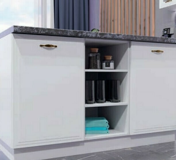 Кухня София МДФ Холст Белый: кухонный Остров со столешницей Кастилло тёмный