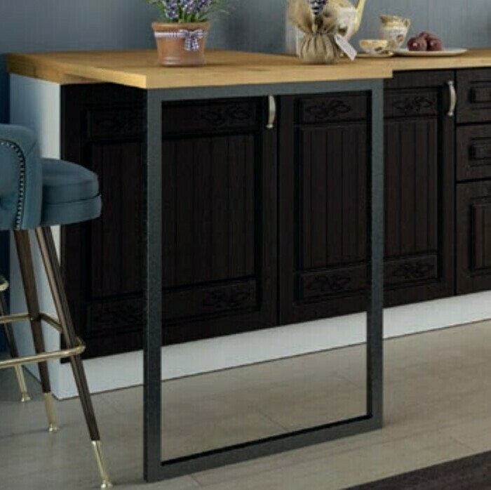 Кухня Виктория модульная МФД Венге: барная стойка "Куб" на металлическом каркасе (столешница Дуб бунратти) Кухня Виктория модульная МФД Венге: барная стойка "Куб" на металлическом каркасе (столешница Дуб бунратти)