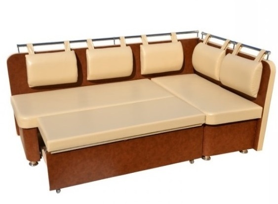 Кухонный раскладной угловой диван Люкс со спальным местом и местом для хранения - купить недорого в СПб 