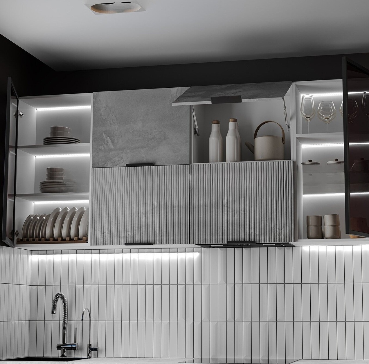 Кухня Гранд/Саванна (фасады с фрезеровкой Гранд, фасады гладкие Саванна) Кухня Гранд/Саванна (фасады с фрезеровкой Гранд, фасады гладкие Саванна)