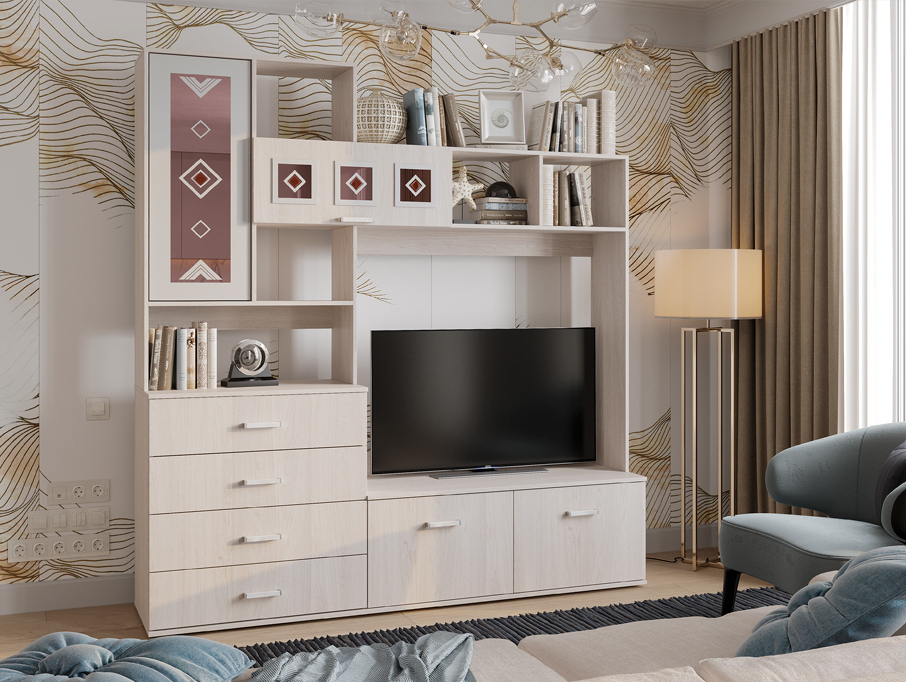 Стенка в гостиную Белла 2,0 Ясень белый (центральная секция ЦС-02) Стенка в гостиную Белла 2,0 Ясень белый (центральная секция ЦС-02)